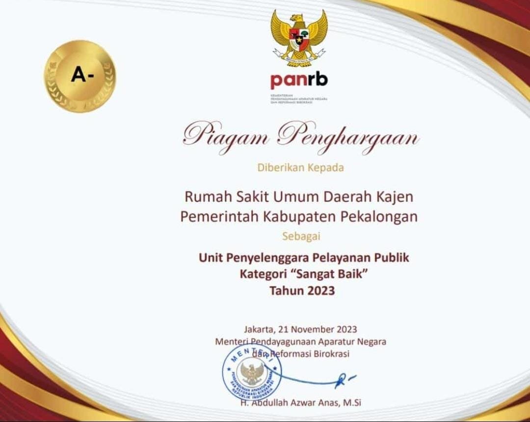 Penghargaan Kementerian Pendayagunaan Aparatur Negara dan Reformasi Birokrasi